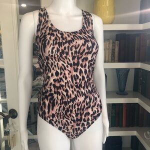 Nicole Miller Leopard Print One Piece Swimsuit